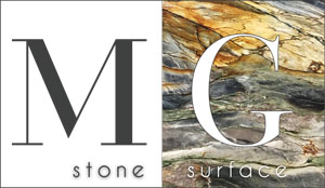 logo MG stoune surface with granite countertops